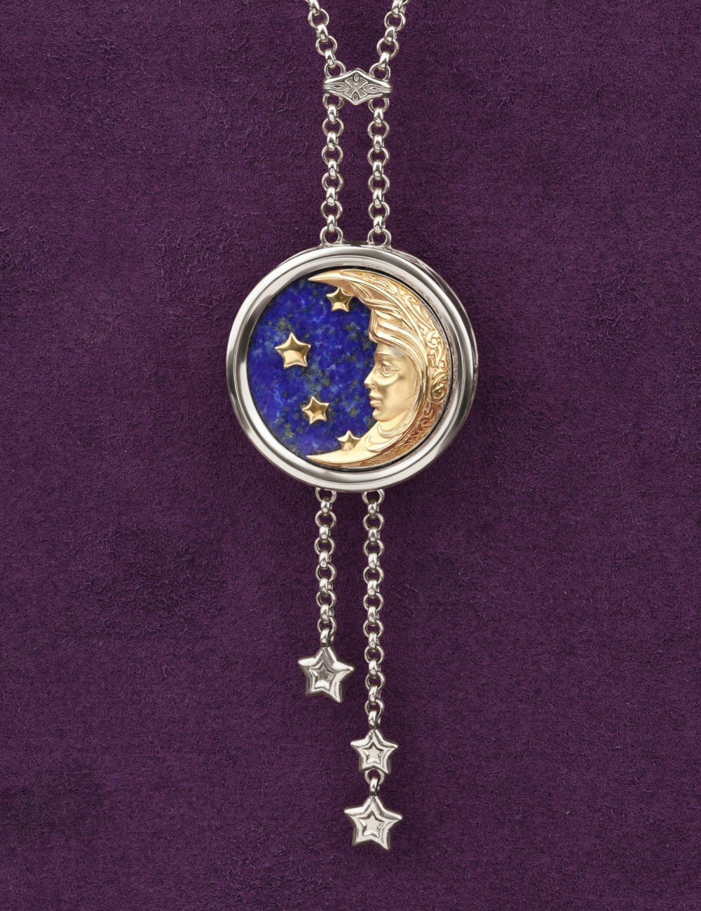 Колье из белого золота c бирюзой и лазуритом