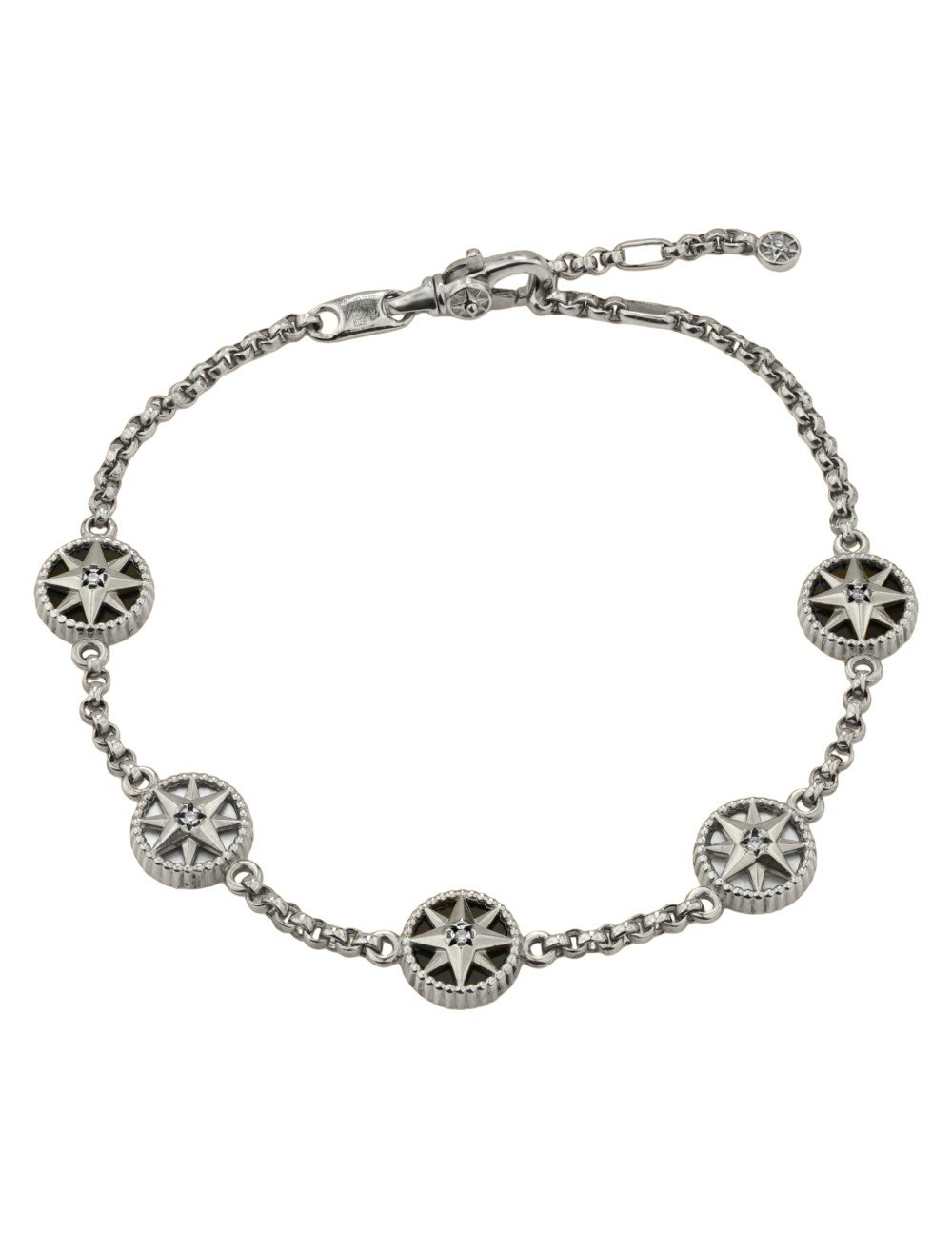 Браслет из белого золота c бриллиантами, ониксом и перламутром