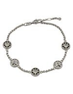 Браслет из белого золота c бриллиантами, ониксом и перламутром