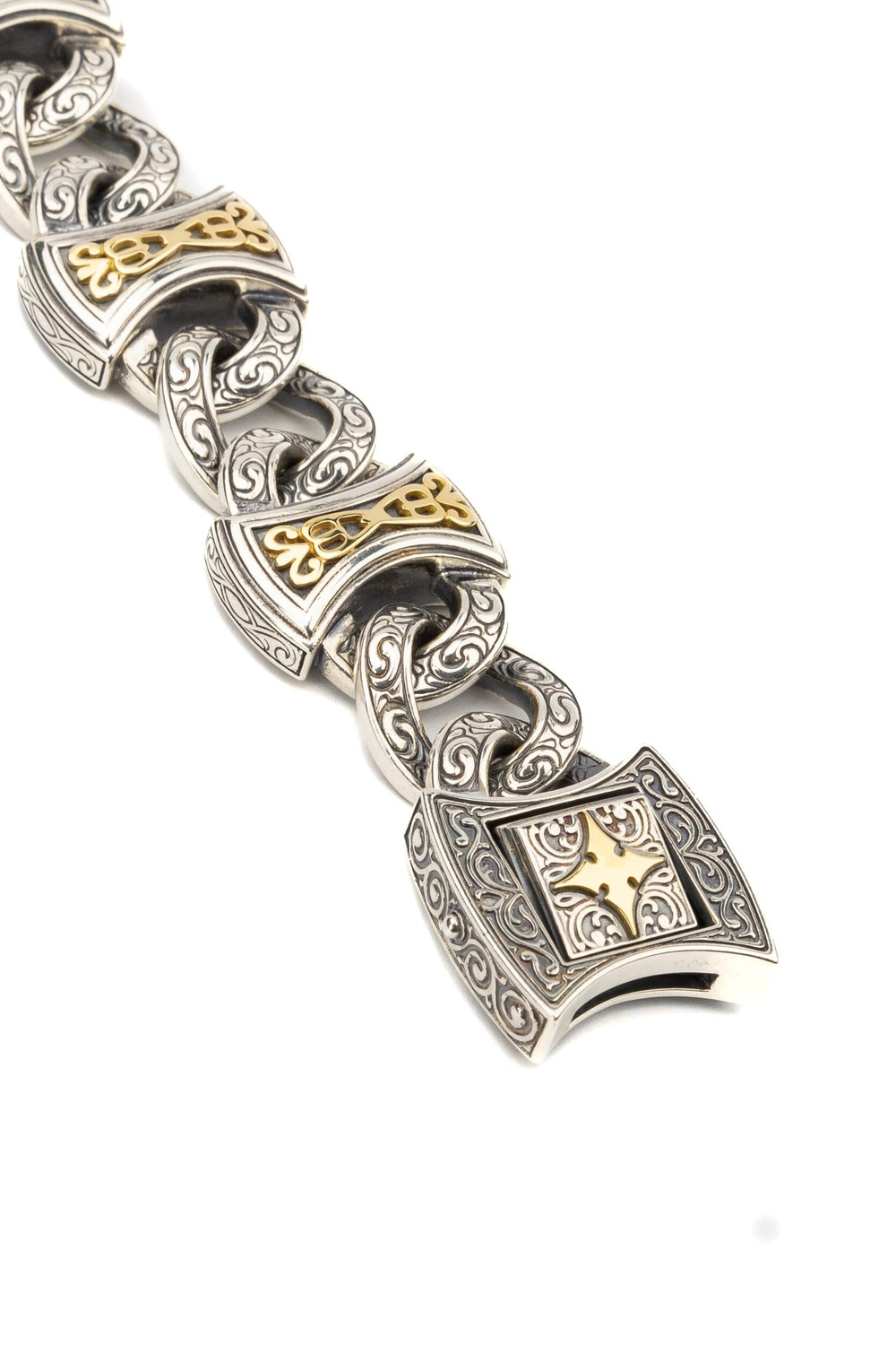 Браслет из серебра 925 пробы и золота 750 пробы c рубином