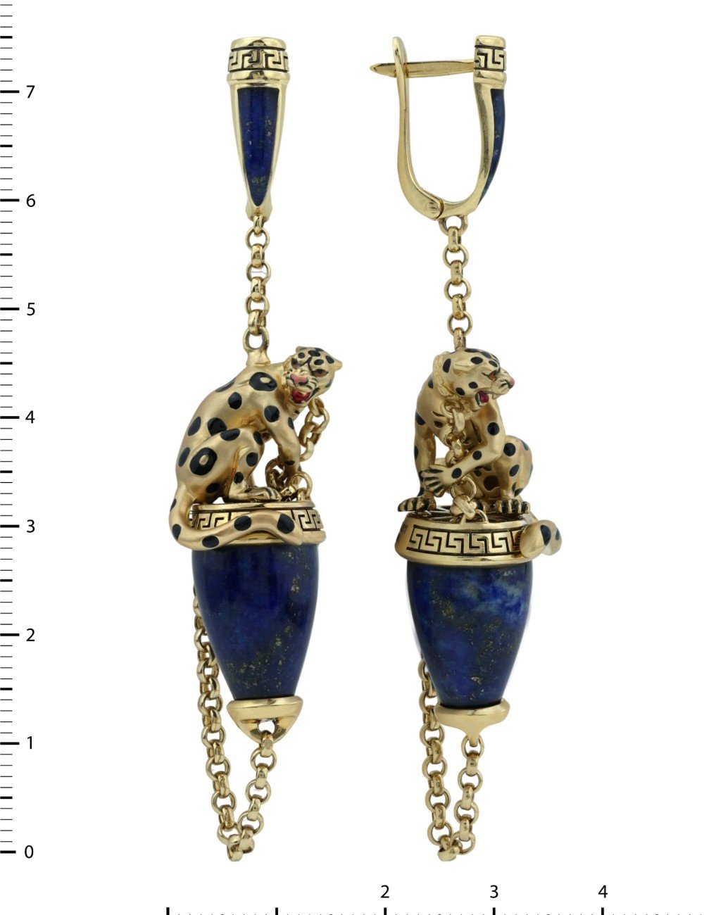 Серьги из лимонного золота c эмалью и лазуритом