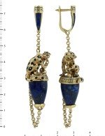 Серьги из лимонного золота c эмалью и лазуритом