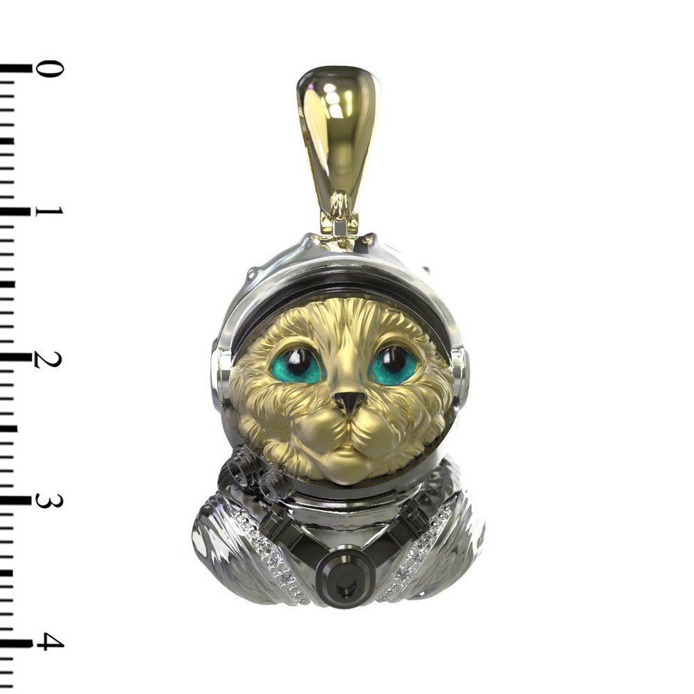 Подвеска из лимонного золота 585 пробы c эмалью, бриллиантами и рубином