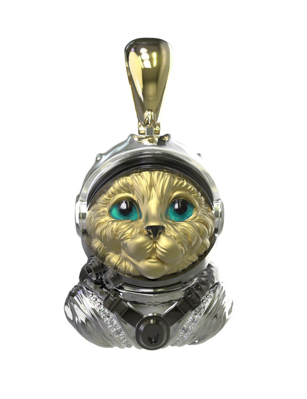 Подвеска из лимонного золота c эмалью, бриллиантами и рубином