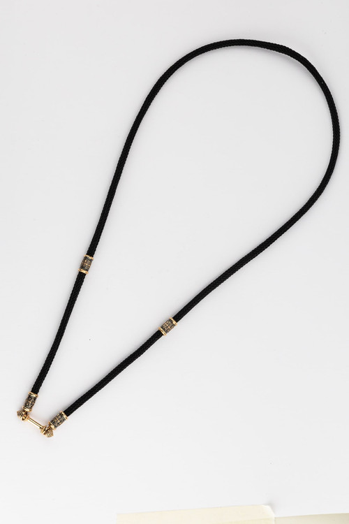 Цепь-шнурок шелк из красного золота 585 пробы c шёлковым шнурком