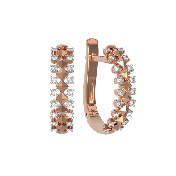 Серьги из красного золота 585 пробы c бриллиантами