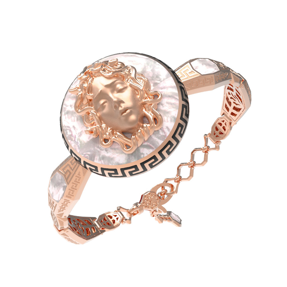 Браслет из красного золота 585 пробы c эмалью и перламутром