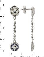 Серьги из белого золота c бриллиантами, лазуритом и перламутром