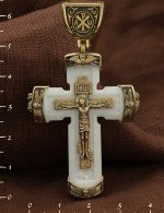 Крест из лимонного золота c бивнем мамонта