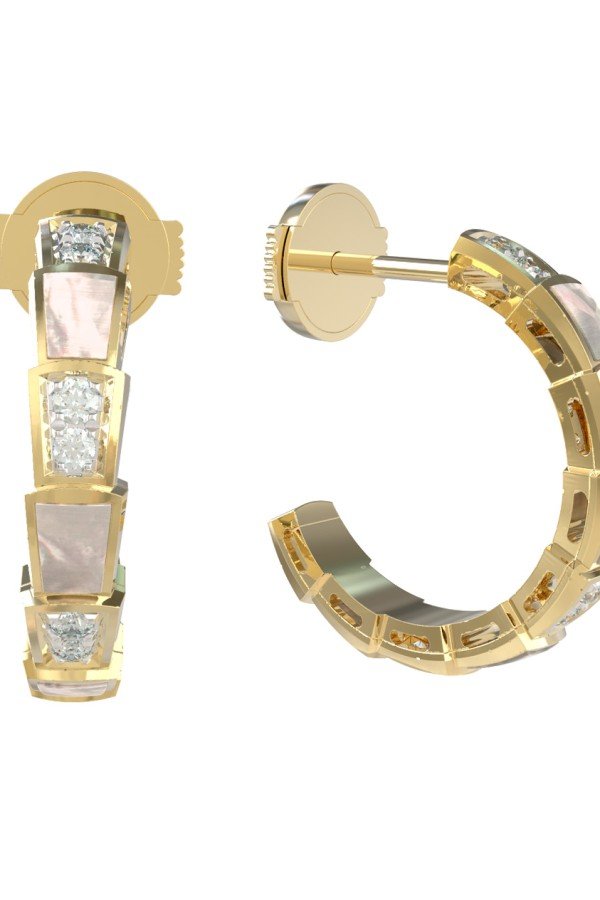 Серьги из лимонного золота c бриллиантами и перламутром