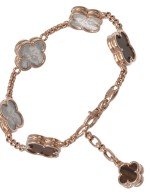 Браслет из золота c тигровым глазом и перламутром