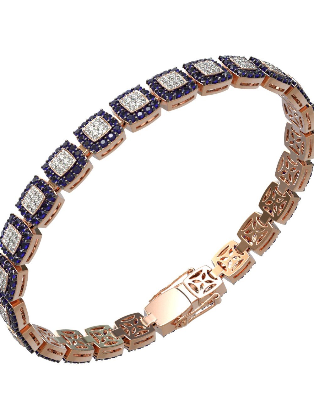 Браслет из золота c бриллиантами и сапфиром