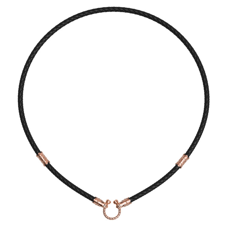 Цепь-шнурок кожа из красного золота 585 пробы c кожаным шнурком