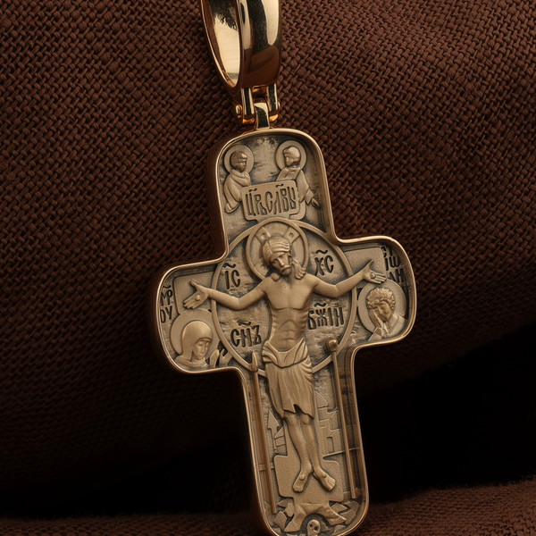 Крест из красного золота 585 пробы