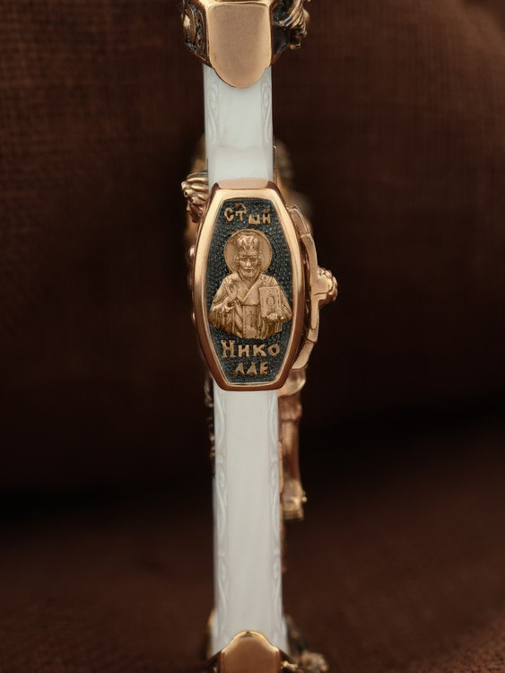 Крест из красного золота 585 пробы c бивнем мамонта