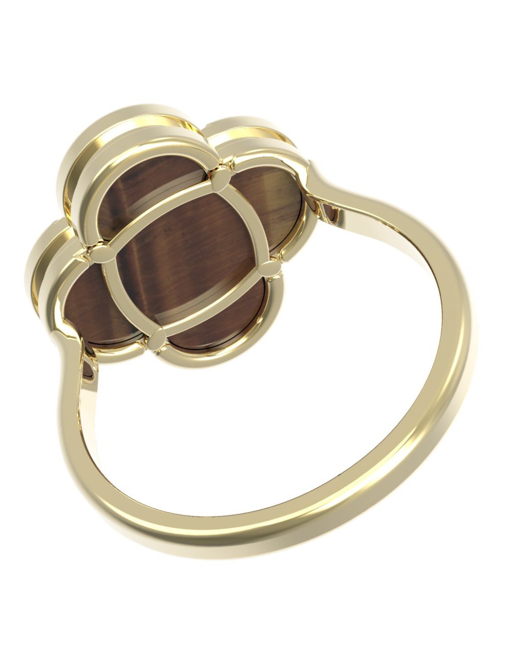 Кольцо из лимонного золота c тигровым глазом