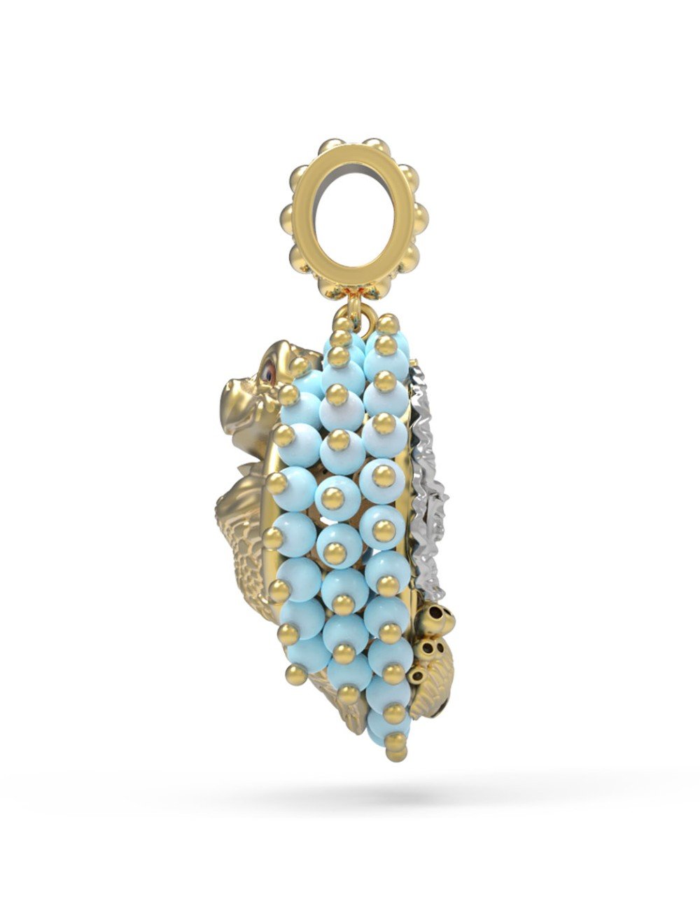 Подвеска из лимонного золота c эмалью и бирюзой