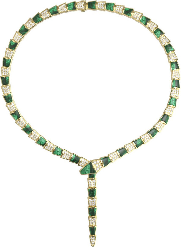 Колье из лимонного золота 585 пробы c бриллиантами и малахитом