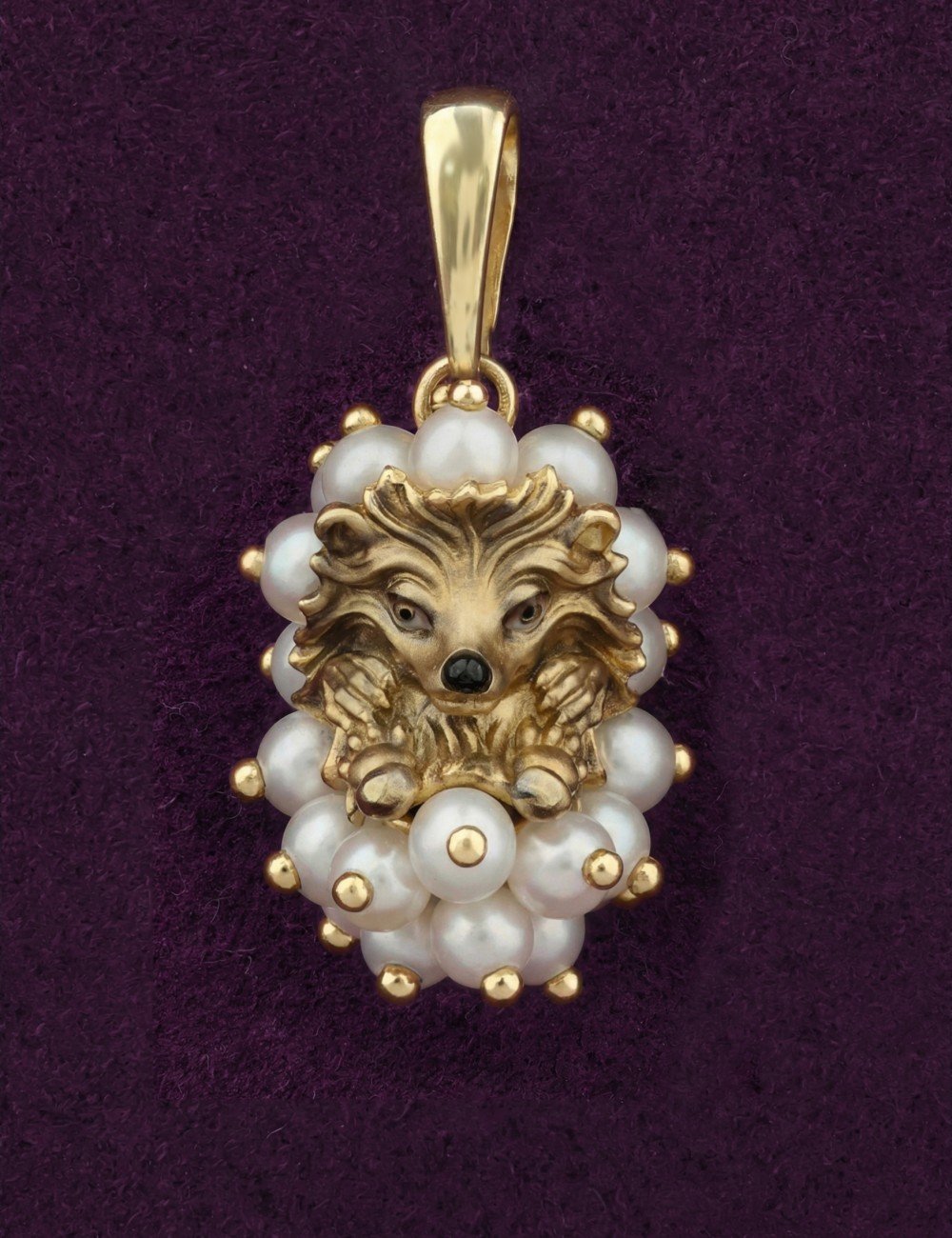 Подвеска из лимонного золота c эмалью и жемчугом