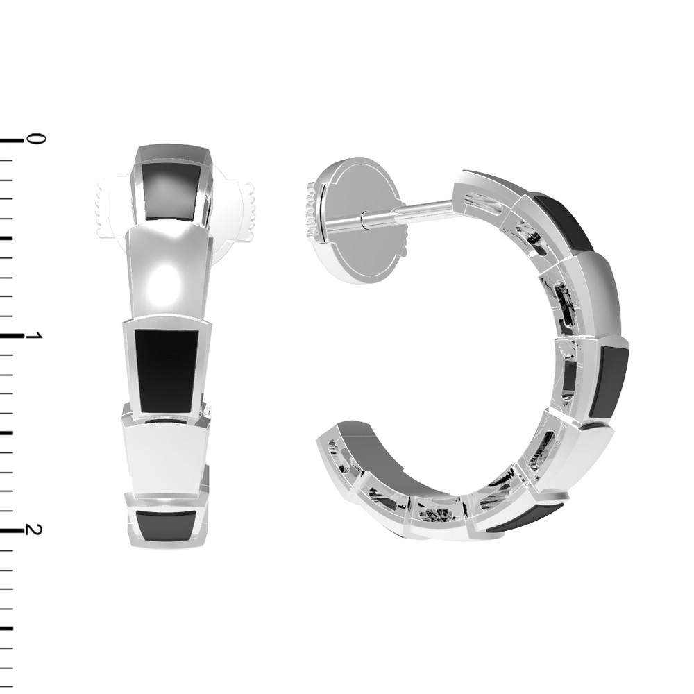 Серьги из белого золота 585 пробы c ониксом