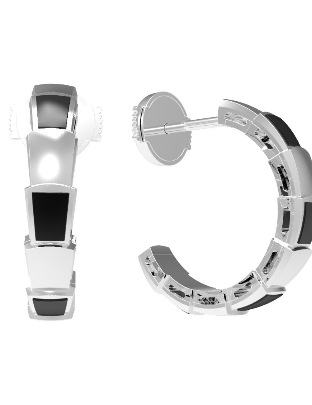 Серьги из белого золота c ониксом