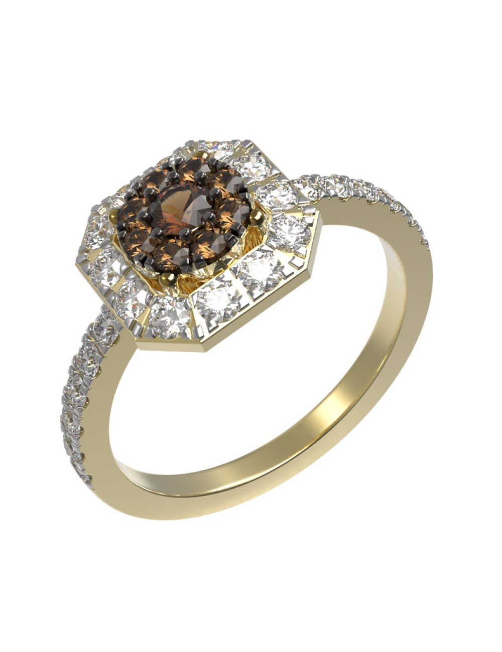 Кольцо из лимонного золота c бриллиантами