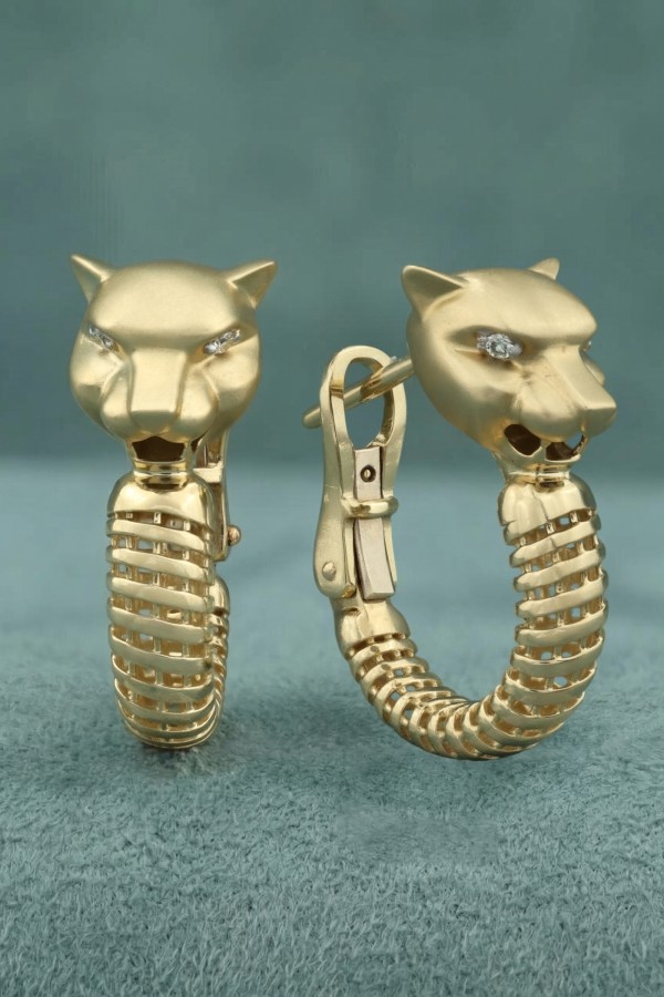 Серьги из лимонного золота 585 пробы c бриллиантами