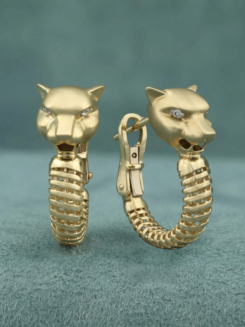 Серьги из лимонного золота 585 пробы c бриллиантами