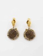 Серьги из лимонного золота c эмалью и железным деревом