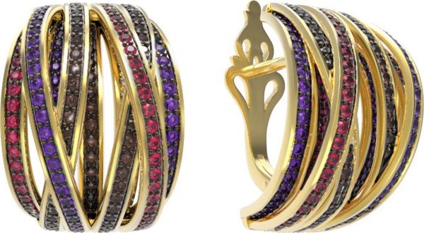 Серьги из лимонного золота c фианитом