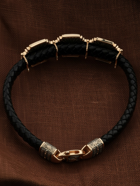 Браслет из красного золота 585 пробы c шнурком