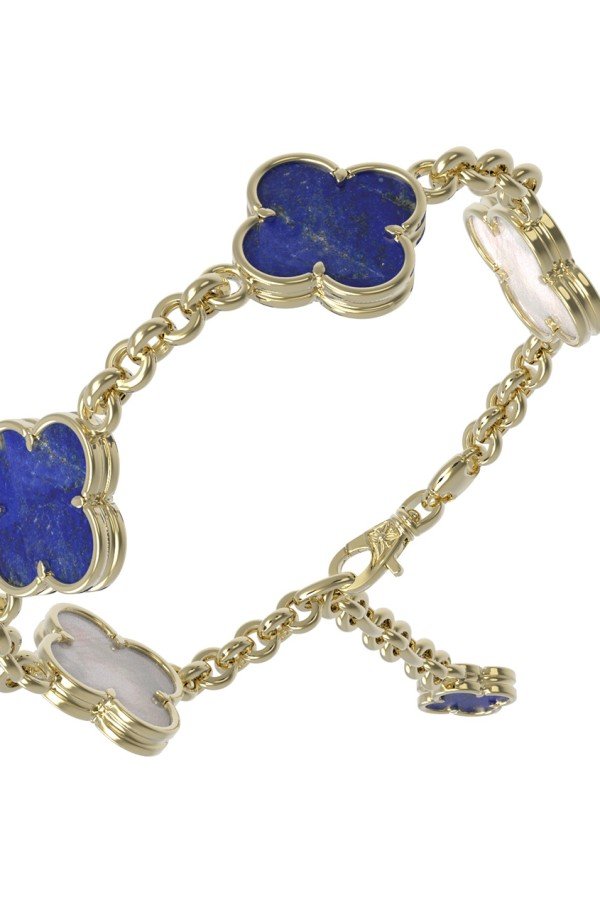 Браслет из лимонного золота c лазуритом и перламутром