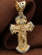 Крест из лимонного золота c бриллиантами