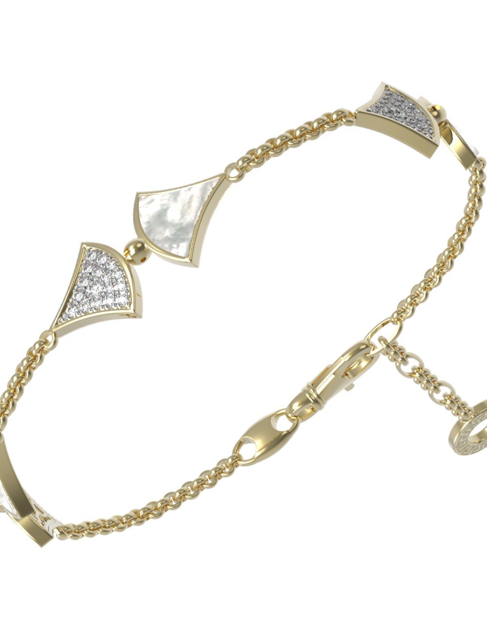 Браслет из лимонного золота c бриллиантами и перламутром