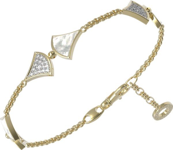 Браслет из лимонного золота c бриллиантами и перламутром