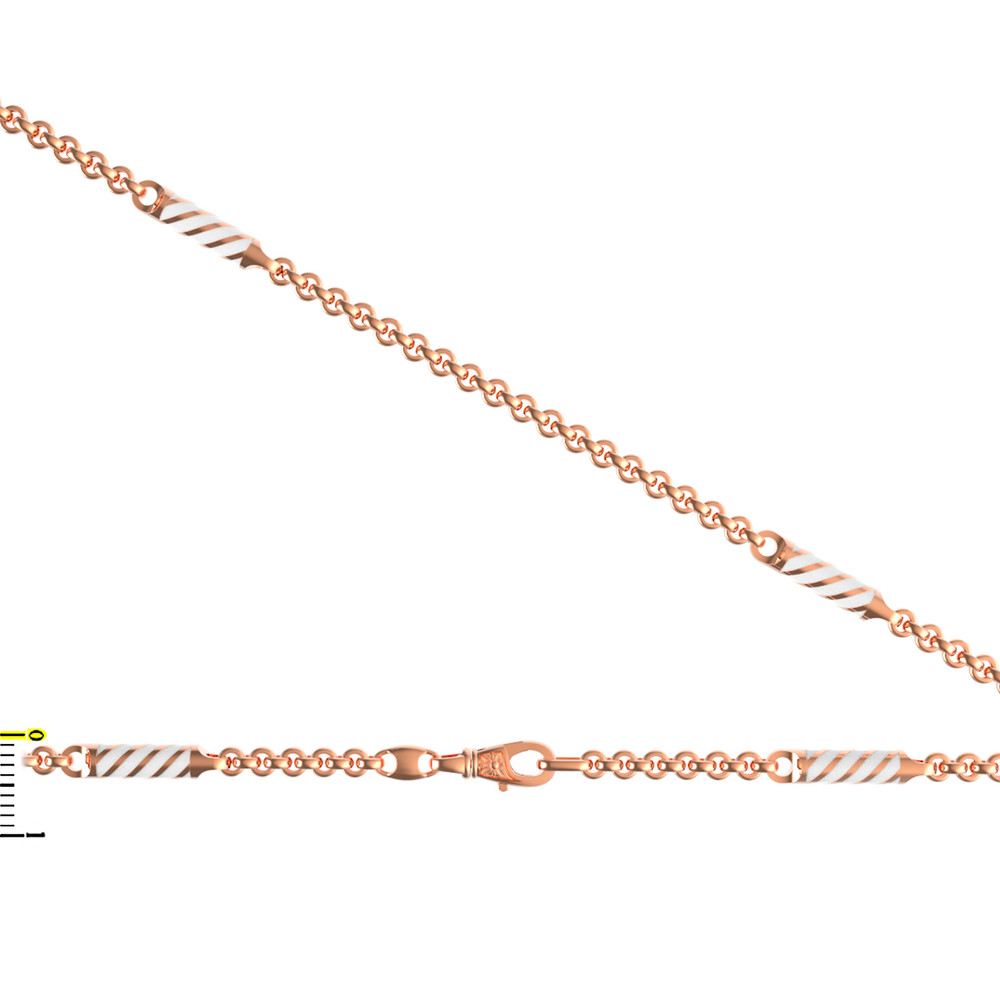 Цепь из красного золота 585 пробы c эмалью