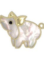 Брошь из лимонного золота c эмалью и перламутром