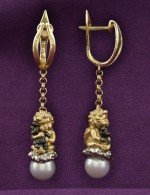 Серьги из лимонного золота c жемчугом