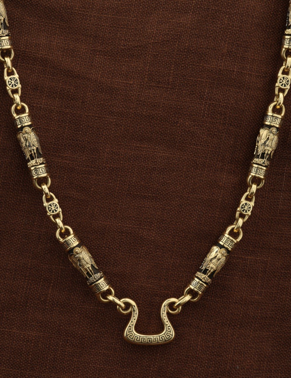 Цепь из лимонного золота c эмалью и эбеновым деревом