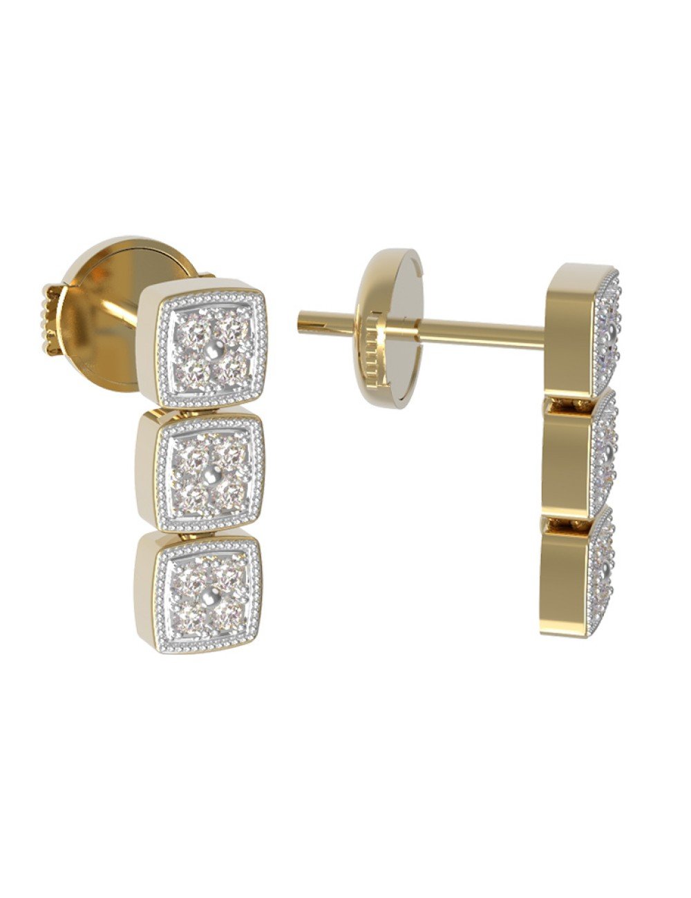 Серьги из лимонного золота c бриллиантами