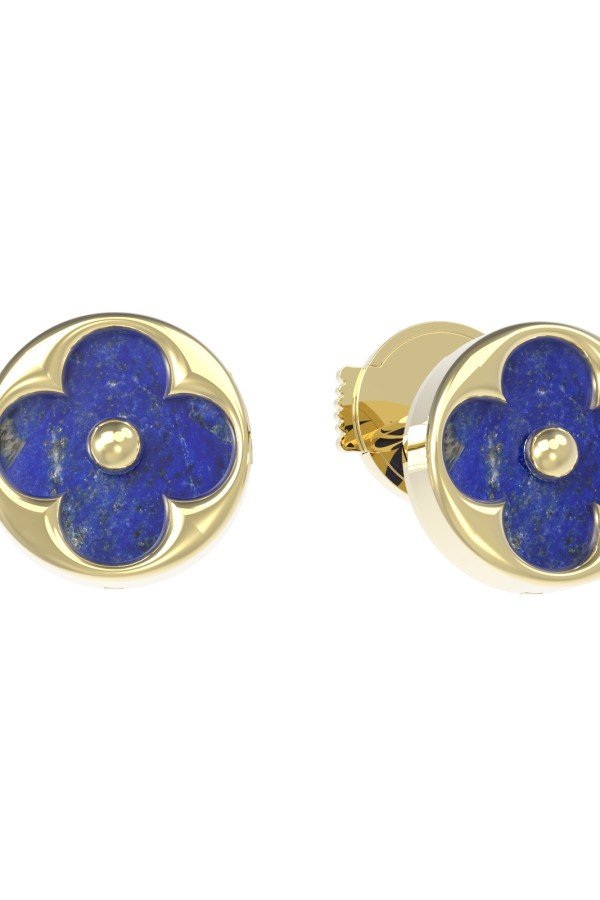 Серьги из лимонного золота c лазуритом