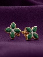 Серьги из золота c бриллиантами и малахитом