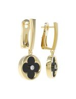 Серьги из лимонного золота c бриллиантами и ониксом