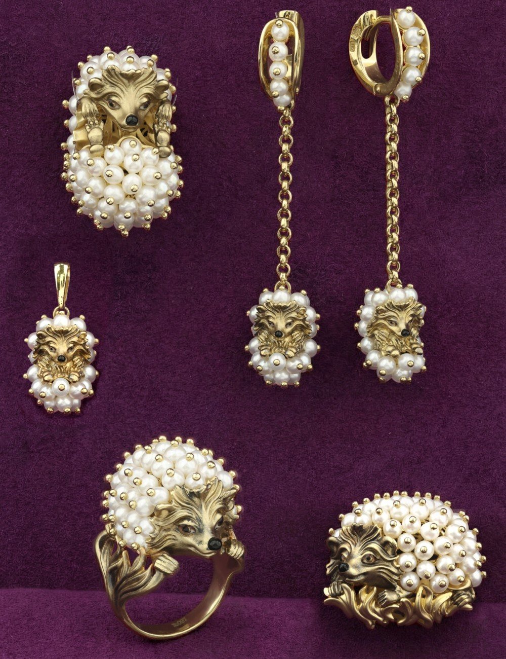 Кольцо из лимонного золота c эмалью и жемчугом