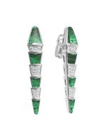 Серьги из белого золота c бриллиантами и малахитом