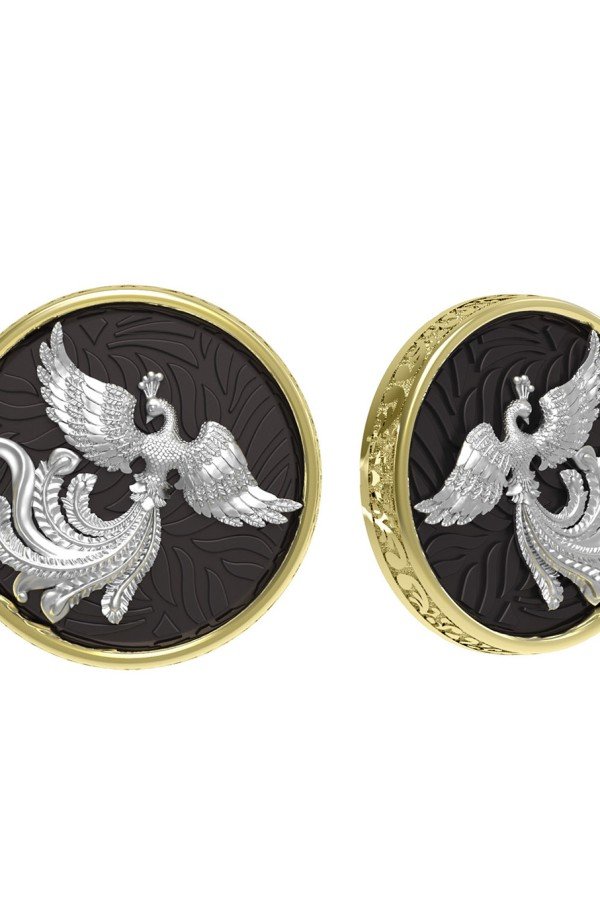 Серьги из лимонного золота c эбеновым деревом