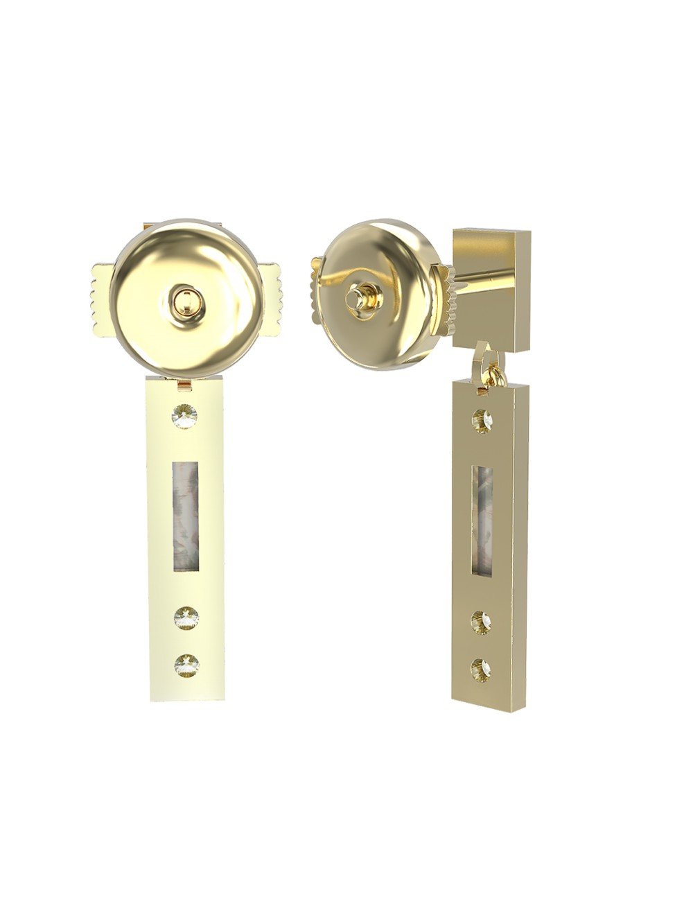 Серьги из лимонного золота c бриллиантами и перламутром