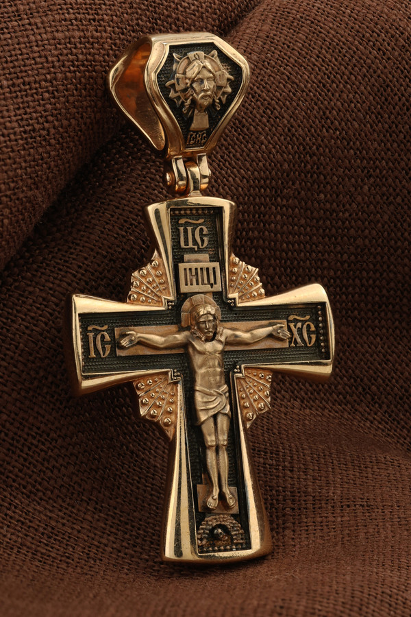 Крест из красного золота 585 пробы