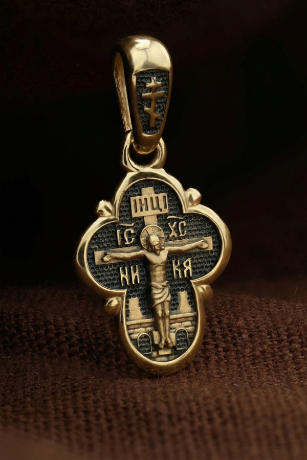 Крест из лимонного золота 585 пробы