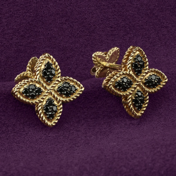 Серьги из лимонного золота 585 пробы c бриллиантами